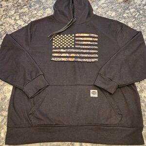Buffalo Outdoors Men's Black Hoodie with Camouflage Flag Design